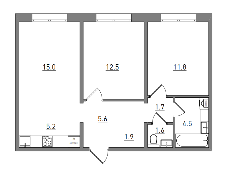 планировка квартиры 60 м2